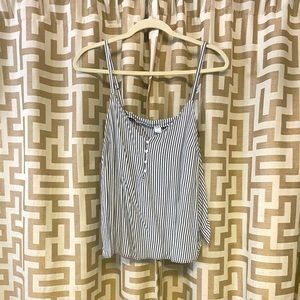 Dark grey and white tank top.